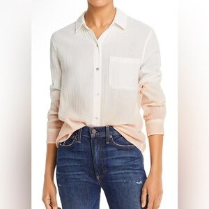 Rails Blush Dipped Cotton Button-Down Shirt - Size L